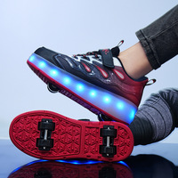 Chaussures de sport confortables à quatre roues pour enfants, patins à roulettes déformables, scintillants, pour filles et étudiantes