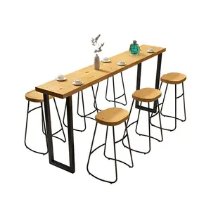 北欧金属框架实木顶部酒吧家具柜台铁简单吧台椅家用咖啡店凳子桌子