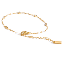 Bracelet chaîne fleur en acier inoxydable plaqué or avec zircone cubique rhombique JINYOU 1011, bijoux élégants pour femmes, fournisseur