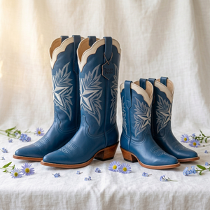 Bottes en cuir souple pour femme, personnalisées, à fermeture éclair, classiques, à enfiler, mi-mollet, de luxe, style cowboy, pour l'équitation - Product Image 1