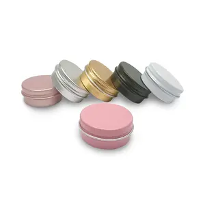 Barattolo di latta in alluminio rosa nero oro rosa 15g 30g 1oz 2oz contenitore per campioni cosmetici rotondo contenitore per balsamo per le labbra in metallo per pomata