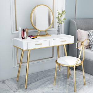 Tocador moderno y sencillo de estilo nórdico para <span class=keywords><strong>niñas</strong></span>, escritorio de maquillaje de dormitorio Ins de lujo para hogares pequeños, baño de Metal - Product Image 4