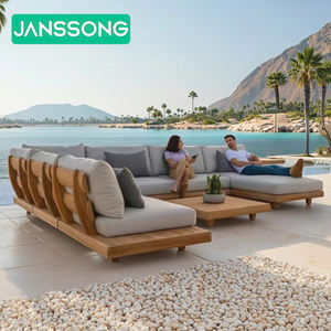 أريكة فندقية فاخرة خارجية من الساج ، أريكة خارجية حديثة من خشب الساج ، أريكة حديقة ، منتجع - Product Image 3