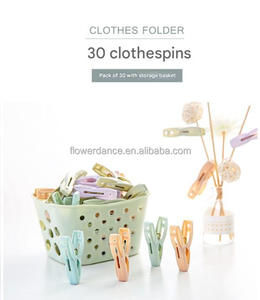 Clothespins <strong>Hanging</strong> <strong>Pegs</strong> Set: 30 Plastic Clips &amp; Storage Baskets - Product Image 6