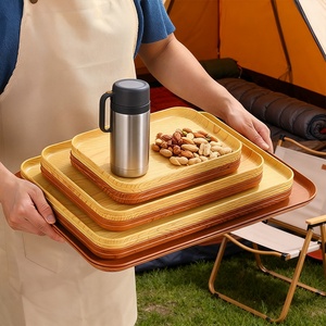 Sustainable Modern <strong>Rectangular</strong> Wood Grain <strong>Serving</strong> Tray Food Grade <strong>Plastic</strong> PP Tray for Cafe Desserts Afternoon Tea - Product Image 5