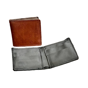 Cartera plegable abierta de cuero genuino delgada hecha a mano para hombres Tarjetero con bloqueo RFID - Product Image 1