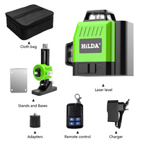 16 lignes 4D tout en un télécommande rotative numérique murale plusieurs accessoires niveau laser