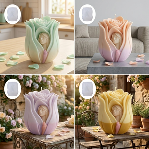 Moule en silicone 3D Fleur Rose Déesse, <span class=keywords><strong>Buste</strong></span> de <span class=keywords><strong>Femme</strong></span>, Portrait de Fille Tulipe, pour Bougies, Cire, Résine et Savon, Outils de Fabrication Artisanale - Product Image 3