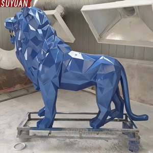 Custom Rvs Outdoor Leeuw Sculptuur Grote Roestvrijstalen Dier Geometrische Oppervlakken Metaal Zijn Leeuwbeeld Sculptuur - Product Image 6