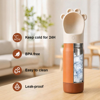 Précommande – Bouteille pour animaux de compagnie en acier inoxydable 18/8 sans BPA avec logo personnalisé, motif patte de chat, tasse à eau 2-en-1 pour chien, idéale pour la randonnée
