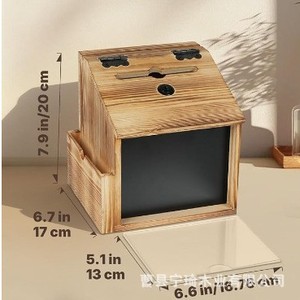 Buzón de madera transfronterizo para donaciones, caja de sugerencias de pared, buzón mural con pizarra y votación con cerradura - Product Image 2
