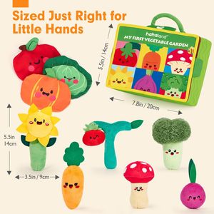 Jouet sensoriel Montessori en peluche Fruits Légumes Plantes de Jardin - Hochets, Miroir, Couineur, Textures, Tissus froissés - Cadeaux pour bébés - Product Image 5
