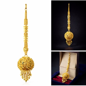 Compre Maang Tikka Chapado en Oro de 24 Quilates para Mujer, Joyería Tradicional para la Frente, para Bodas Étnicas y Eventos Festivos - Product Image 2