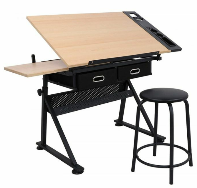 Ergonomic Chiều cao có thể điều chỉnh soạn thảo bàn tiltable Tabletop nghiên cứu nghệ thuật vẽ bảng bàn với ghế