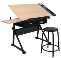 Bureau d'Étude et de Dessin Ergonomique à Hauteur Réglable avec Plateau Inclinable et Chaise