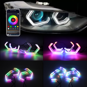 Nouveaux phares LED RGB en cristal <span class=keywords><strong>Angel</strong></span> <span class=keywords><strong>Eyes</strong></span> 12-24V avec contrôle par application, effet de défilement de couleur, lumière d'ambiance pour voiture - Product Image 4