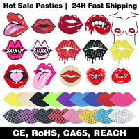 Cache-tétons en forme de lèvres prêts à être expédiés, livraison rapide, en stock, faible MOQ, cache-seins rouges sexy en forme de bouche pour femmes, pour soirées et clubs