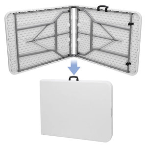 Mesa Retangular Branca Portátil de Plástico para Eventos, Casamentos, Camping e Piqueniques - Product Image 3