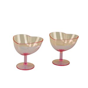 Copas de Vino de Plástico Acrílico Rosa en Forma de Corazón, Estilo Europeo, para Cócteles, Vino Tinto y Jugos, con Logotipo - Product Image 2