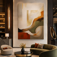 Peinture à l'huile abstraite sur toile Whirlpool, Ocre Olive Orange Brûlé, Motif Tourbillon, Taille Personnalisée, Vente en Gros Directe d'Usine