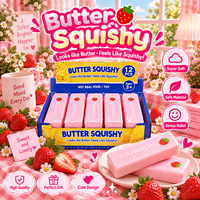 Jouet Squishy Géant en Forme de Bâton de Lait à Rebond Lent, Thème Fraise Beurre, Anti-stress à Pincer, Puzzle Familial Jumbo