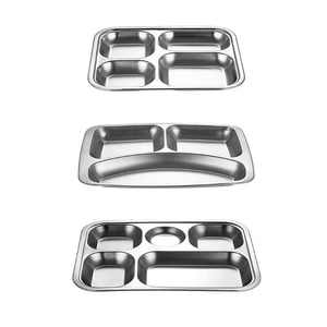 Plateau à dîner divisé en acier inoxydable Conteneur à déjeuner Plaque alimentaire pour <span class=keywords><strong>cantine</strong></span> scolaire <span class=keywords><strong>Section</strong></span> 3/4/5 - Product Image 4