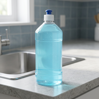 Flacon cylindrique en PET recyclable de 1000 ml avec bouchon à vis, durée de conservation de 5 ans, pour liquide vaisselle et produits ménagers