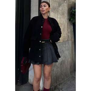 Manteau en fausse fourrure pour femme Sobe, minimaliste, chaud, rembourrage en polyester, noir, manches longues, veste d'hiver - Product Image 6