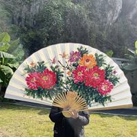 Ventilateur mural pliable de grande taille 90CM Grand ventilateur à main en bambou chinois suspendu pour cadeau Décoration de la maison d'affaires