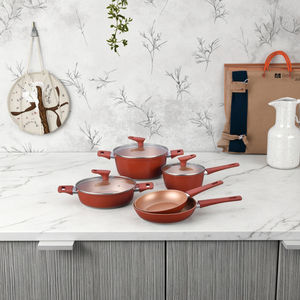 Juego de sartenes inferiores de inducción de diseño clásico moderno, juego de utensilios de cocina de <span class=keywords><strong>aluminio</strong></span> <span class=keywords><strong>forjado</strong></span> con revestimiento de mármol, Material metálico para Cocina Casera saludable - Product Image 2