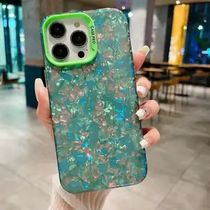 New Color Shell Pattern Phone Case For IPhone 15 Pro Max Colorful Double-sided Bling Glitter Dream Conch Case