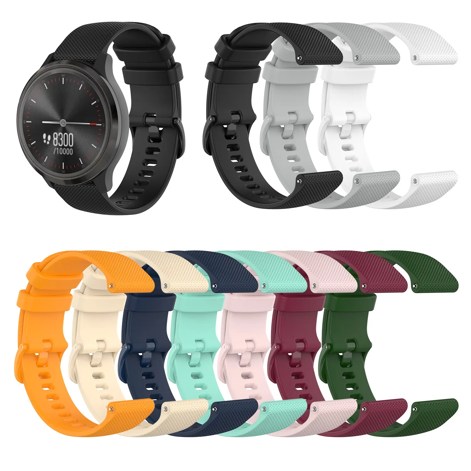 18 20 22mm Sport Silicone Watch Band For Garmin Venu Vivoactive 3S Vivoactive 4 4S Bracelet For Forerunner 245m 645 Wrist Strap