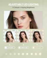 Coiffeuse moderne écologique avec grand miroir HD et éclairage LED, 5 tiroirs et compartiments ouverts latéraux pour chambre à coucher