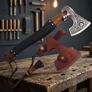 Hacha Vikinga Nórdica Medieval con Grabado Decorativo y Mango Envuelto para Compradores B2B, Suministro OEM y Marca Privada 2026 - Product Image 2