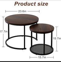 Meilleures Ventes : Table Basse de Salon Moderne, Ensemble de 2 Tables Basses Rondes Gigognes en Bois