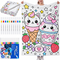 Couverture à colorier en gros pour filles, motif princesse mignonne, à faire soi-même, avec marqueurs, douce et chaude, pour lit, canapé, décoration intérieure, cadeau pour enfants et filles