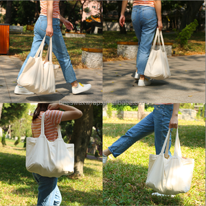 Sacola Grande de Lona de Algodão Orgânico com Logotipo Personalizado para Compras com <span class=keywords><strong>6</strong></span> Bolsos Internos - Product Image 6