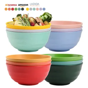 TATA Factory Directly Sale Biodegradable Large capacity Salad Bowl Plastic Set for Kids Wheat Straw Bowls