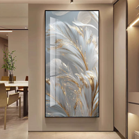 Peinture murale en porcelaine cristalline 3D, design moderne, feuille beige dorée, décoration de la maison, salon, art mural