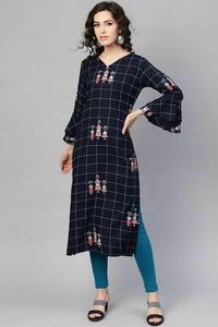 Kurti en soie pakistanaise longue et droite pour femmes et filles pour adultes - Product Image 4