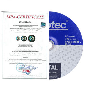 <span class=keywords><strong>ROBTEC</strong></span> 9 "X1/8" X7/8 "Disque de coupe pour abrasifs collés renforcés de fibres métalliques 230X3.2X22.2mm - Product Image 1