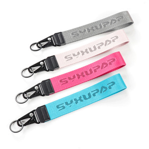 Lanière de poignet courte en polyester avec logo brodé tissé de haute qualité porte-clés porte-femmes personnalisé lanières mignonnes - Product Image 3