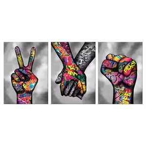 Art mural graffiti moderne peinture à l'huile victoire geste street art affiches murales et décoration de salon œuvres d'art imprimées - Product Image 6