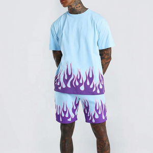 Ensemble t-shirt et short à manches courtes pour homme 100% coton et polyester avec logo personnalisé, sublimation, prix de gros 2023 - Product Image 1