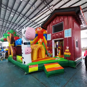 Chateau gonflable big red barn bouncy <b>castle</b> with slide commercial inflatable farm <b>bounce</b> house combo - Product Image 2