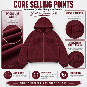 Custom <b>Hoodie</b> 450 GSM Cotton Oversized Full <b>Zip</b> Puff Print <b>Graphic</b> Print Waffle Texture Streetwear Comfortable Feel Men <b>Hoodie</b> - Product Image 3