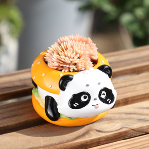 Maceta Creativa de Resina con Forma de Panda y Hamburguesa, Contenedor para Suculentas, Regalo Festivo y Adorable Maceta de Dibujos Animados para el <span class=keywords><strong>Hogar</strong></span> - Product Image 1