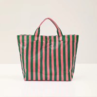 Tas Tote PVC Bergaris Tahan Air Ringan dengan Logo Kustom Grosir untuk Belanja Sehari-hari