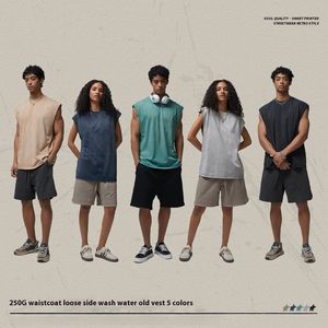 2025 पुरुषों के यूरोपीय और अमेरिकी फैशन ब्रांड कैजुअल वॉस्टकोट स्लीवलेस 250 जी धोने पानी गर्मियों की पुरानी शैली बनियान - Product Image 1