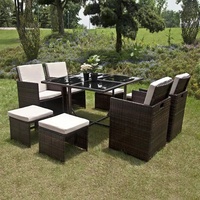 Platzsparendes Modernes Komfortables Rattan-Würfel Esstisch-Stuhl-Set mit Gartenmöbeln für Apartments und Hotels
